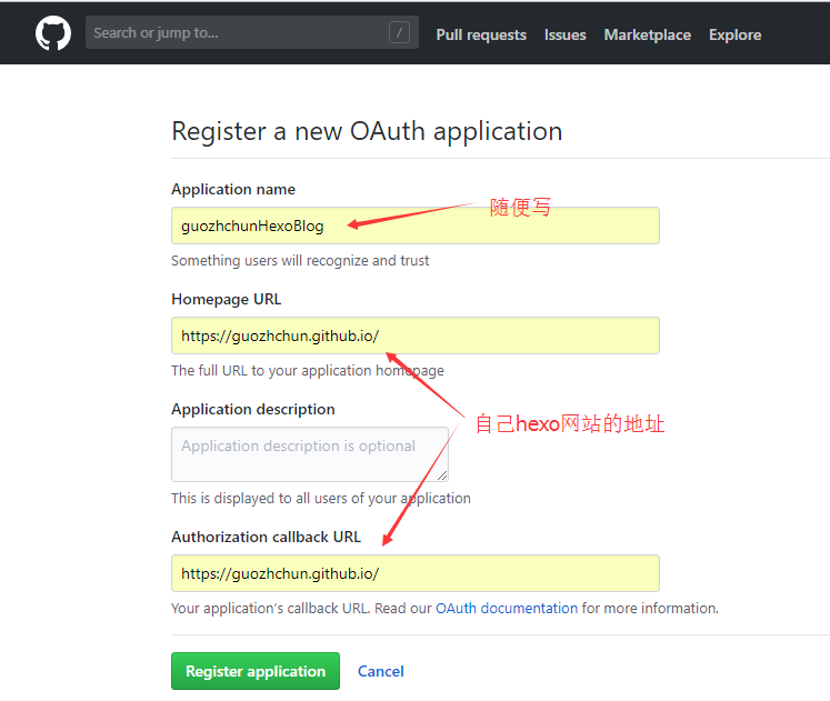 register OAuth Application